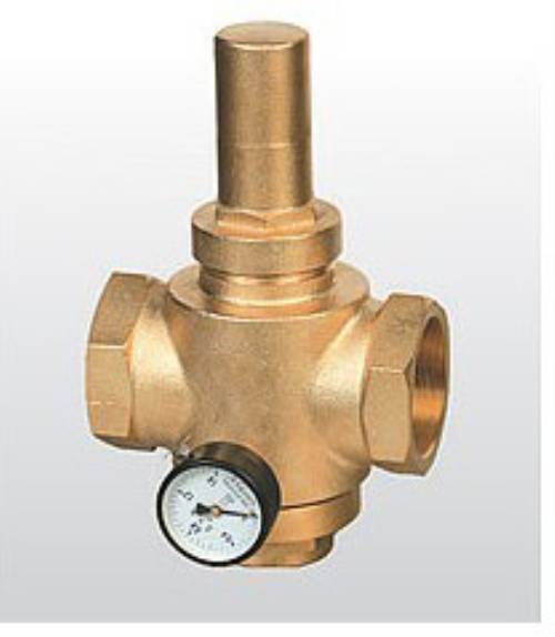 Brass Water Pressure Reducing Valves With Gauge / Pressure Meter ISO 9001
