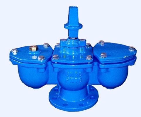 Blue Double Acting Air Release Valve With Ductile Iron Fittings / Chamber