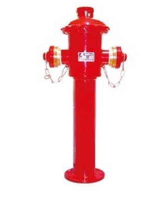 Red Wet Type Fire Hydrant 4&quot; Water Globe Valve 2 Way Pedestal With Control Outlet