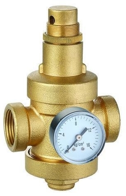 Brass Water Pressure Reducing Valves With Gauge / Pressure Meter ISO 9001