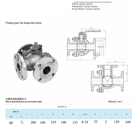 Anti Corrosion L-Type  Three Way Floating Ball Valve / Full Flow Ball Valve